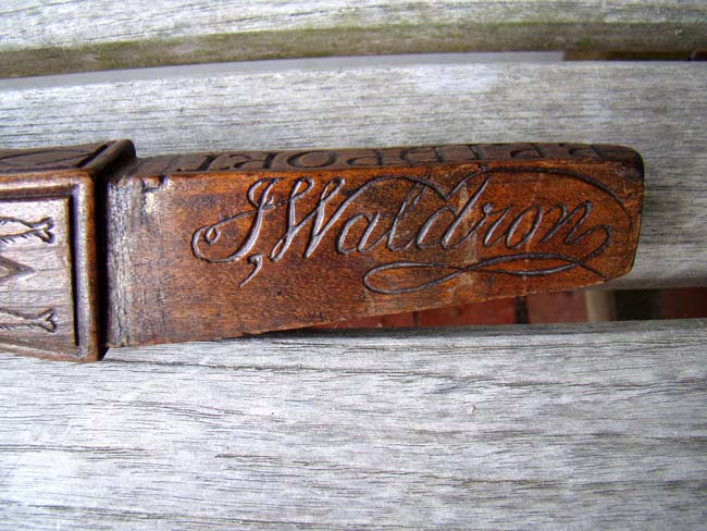 A Fabulous and Historic Tiller carved in honor of Vice Admiral Alexander Cochrane and Admiral Lord Bridport and dated 1843 — image 2